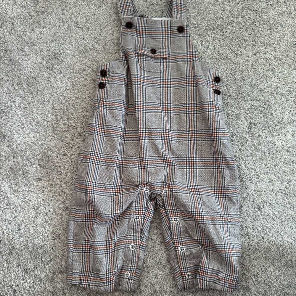 Plaid Button-Up Overalls